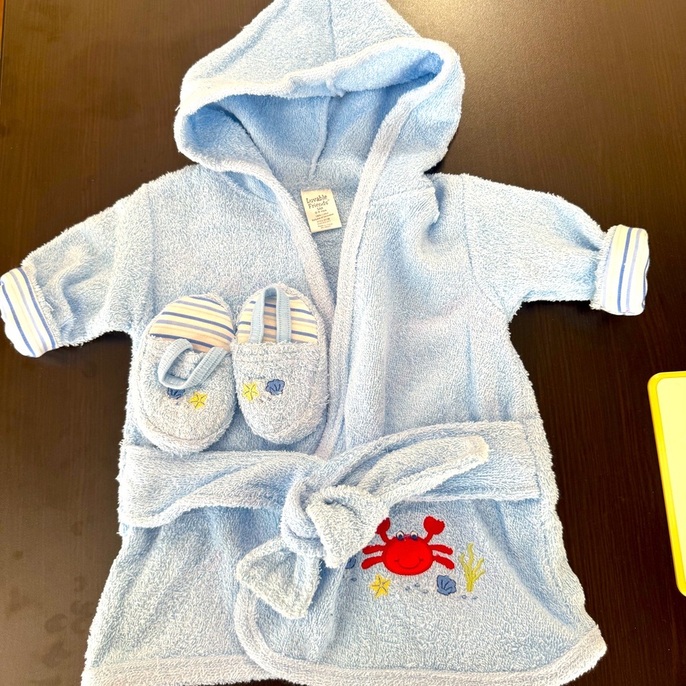 Luvable Friends Soft Blue Baby Bathrobe